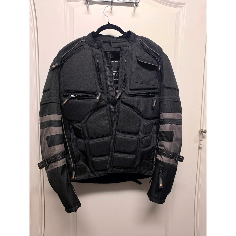 Xelement Advanced Motorcycle Gear Padded Riding Jacket Black Grey Mens Small
